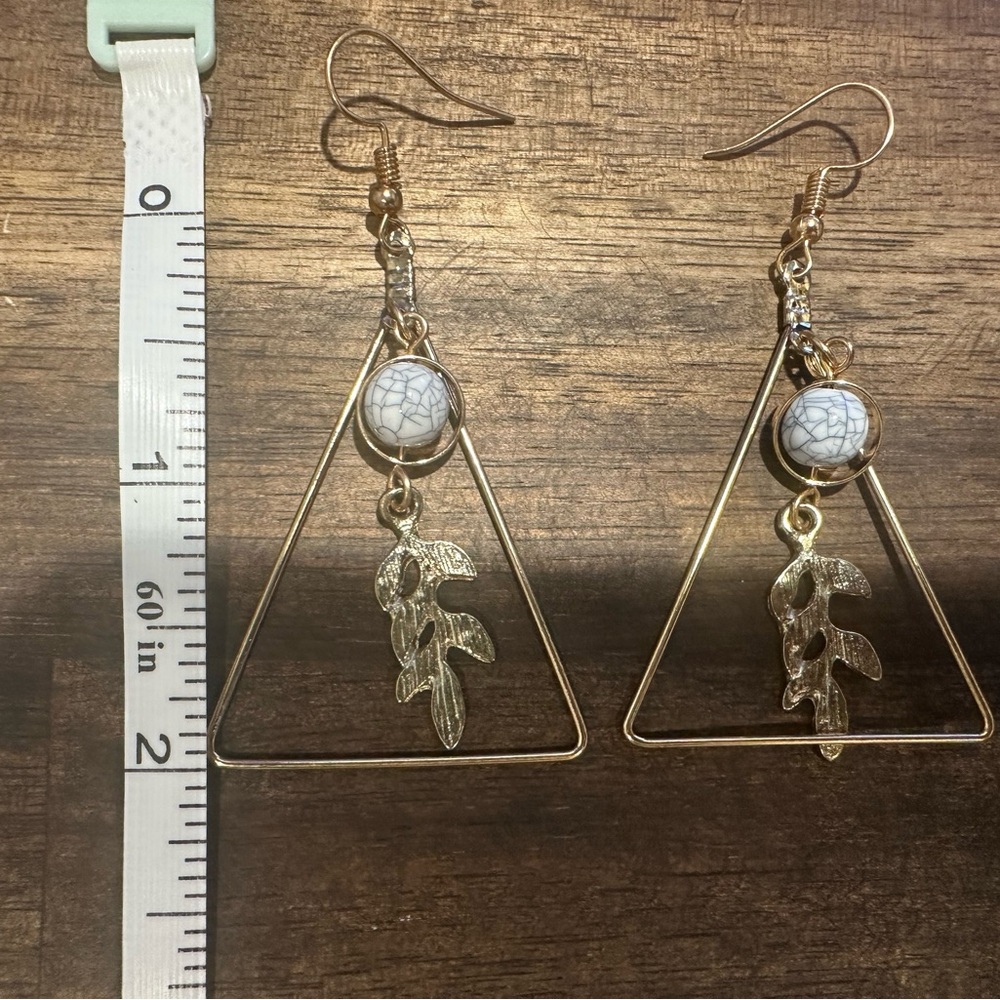 Brand new - 2 pairs of Gold Triangle Dangle Earrings